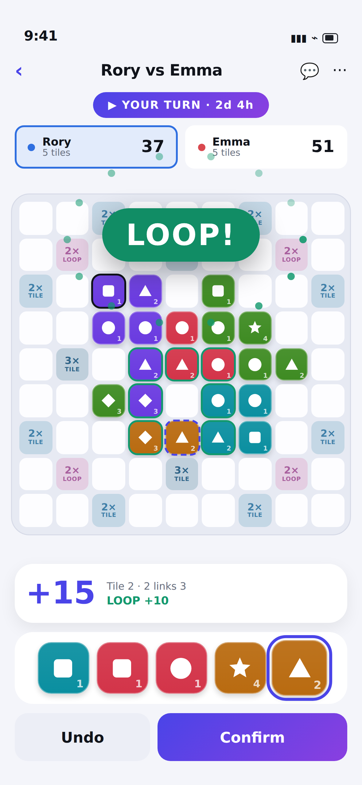 A LOOP being celebrated on the board.